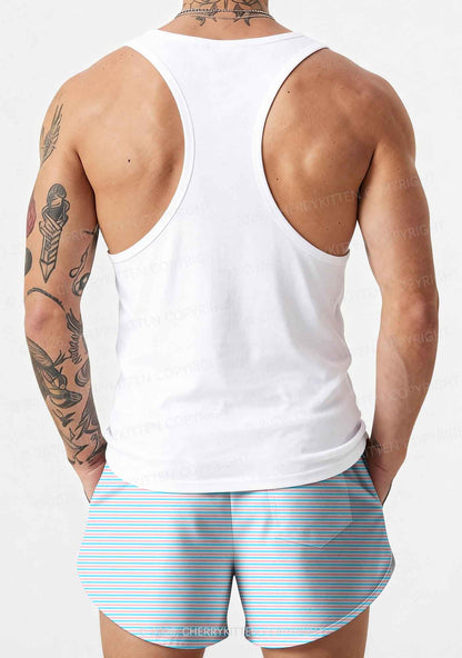 Trans Stripes Pride Y2K Print Men Beach Shorts Cherrykitten