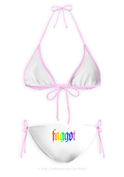 Rainbow Gradient Faggot Pride Y2K Print Bikini Set Cherrykitten