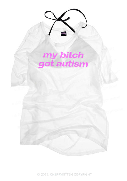 My Bxxch Got Autism Y2K Sheer Boyfriend Tee Cherrykitten
