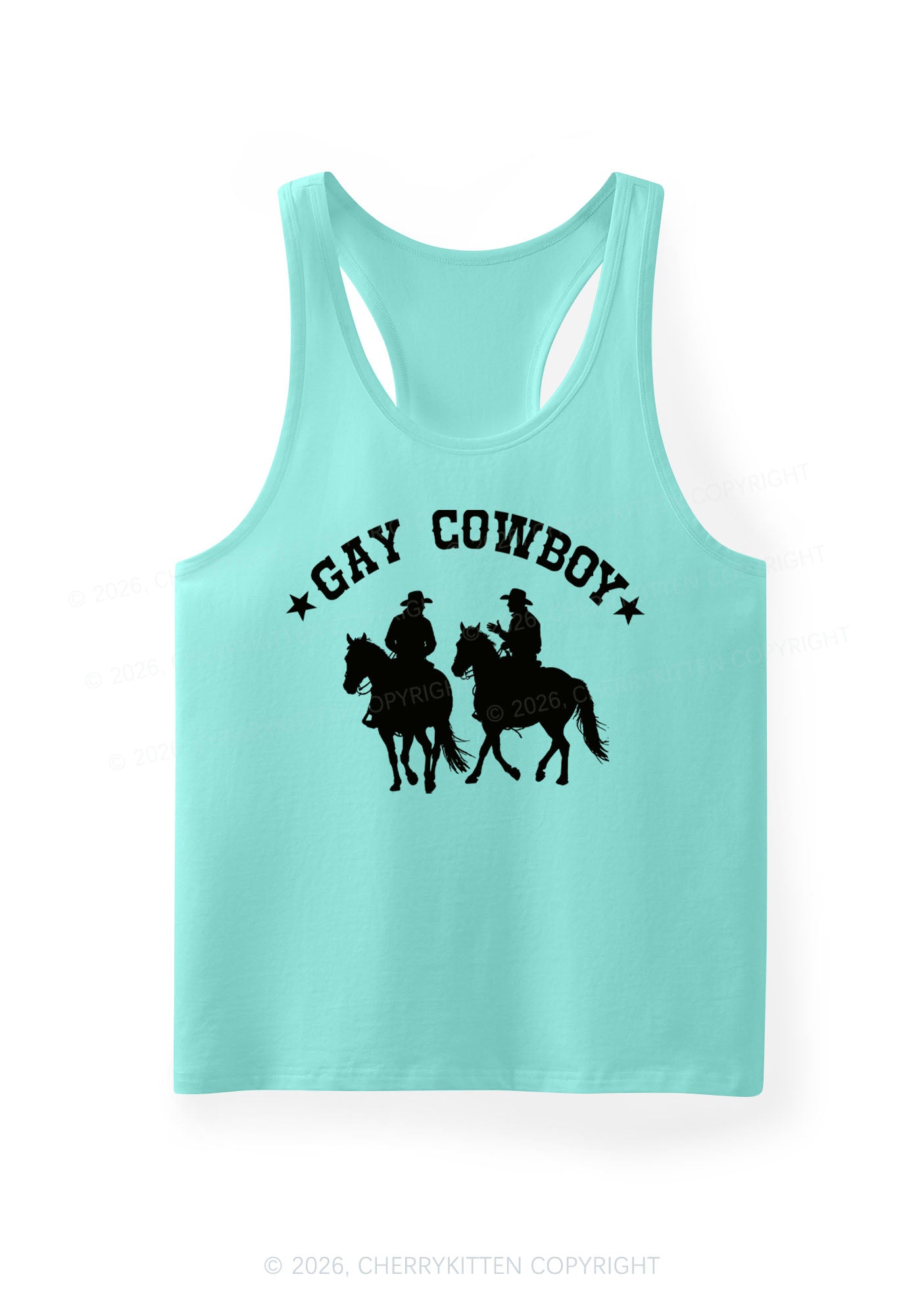 Gay Cowboy Pride Y2K Men Racerback Tank Top Cherrykitten