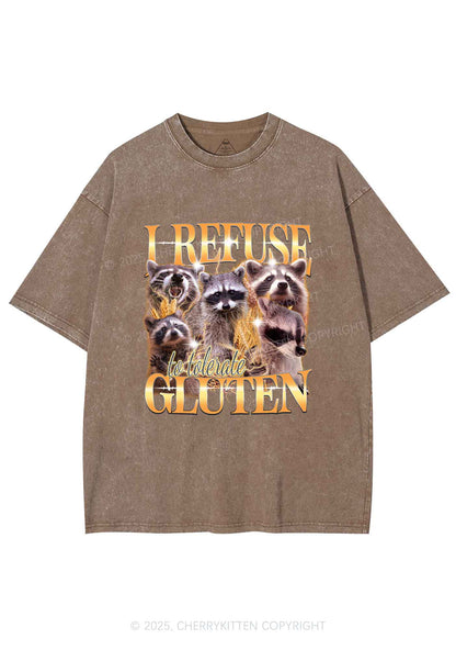 Raccoons Refuse Tolerate Gluten Y2K Shirts Washed Tee Cherrykitten