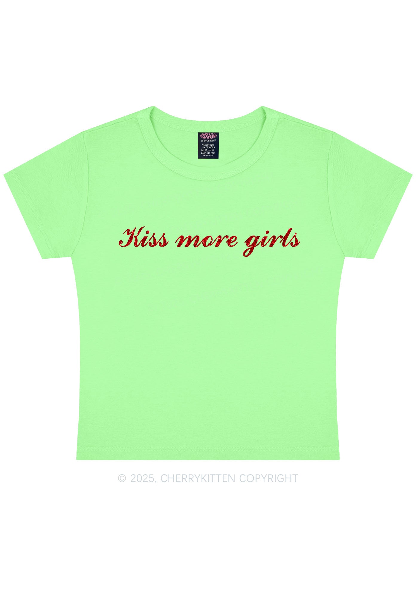Glitter Kiss More Girls Pride Y2K Baby Tee Cherrykitten