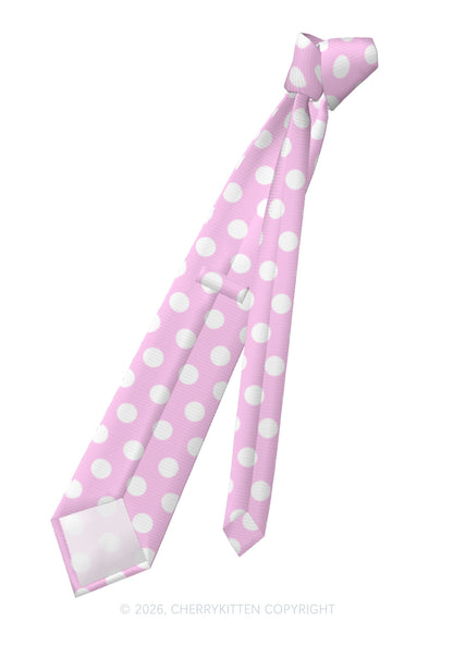White Dots On Pink Y2K Necktie Cherrykitten