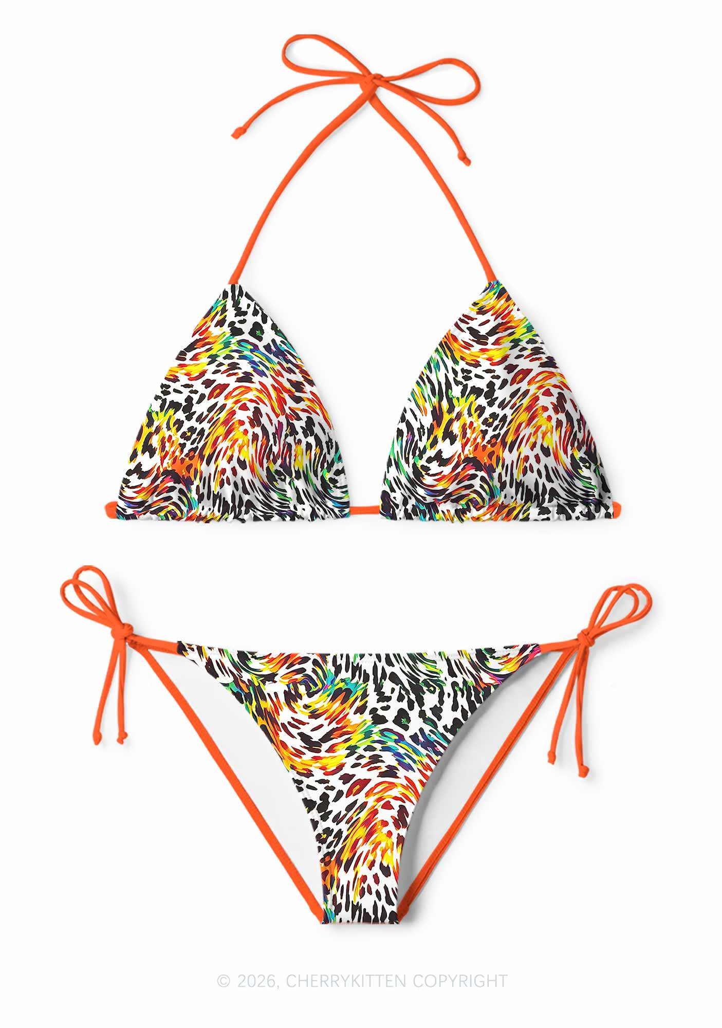 Rainbow Leopard Pride Y2K Print Bikini Set Cherrykitten