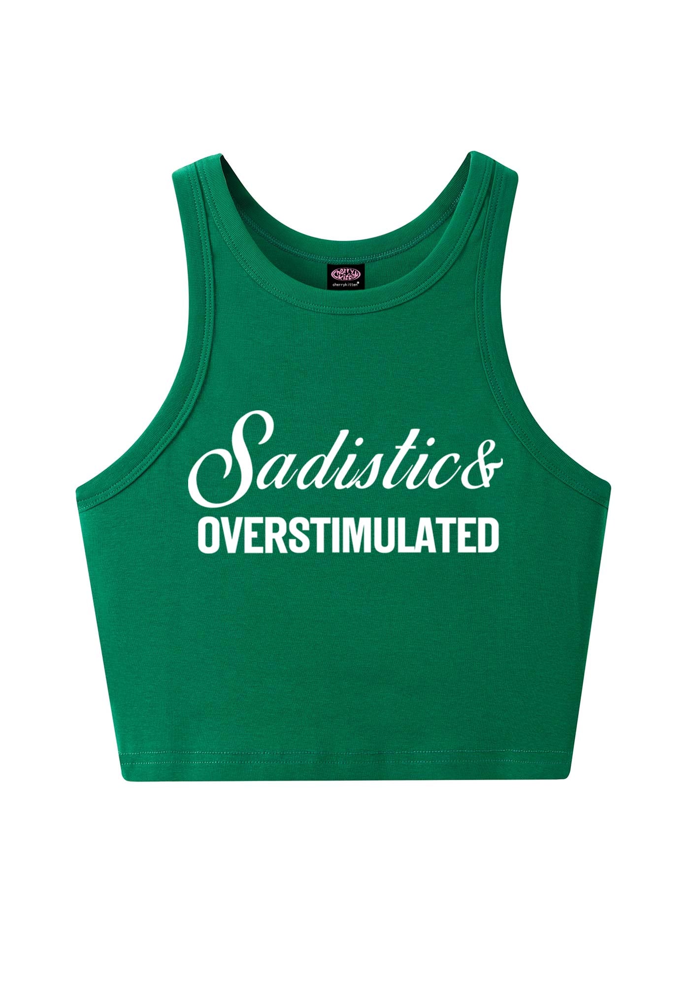 Sadistic Overstimulated Y2K Crop Tank Top Cherrykitten