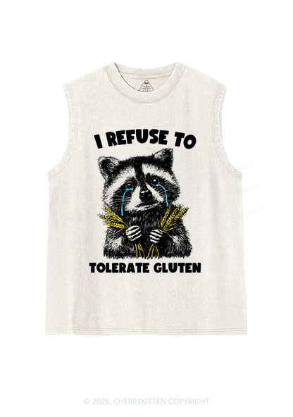 Refuse To Tolerate Gluten Y2K Washed Muscle Tank Cherrykitten