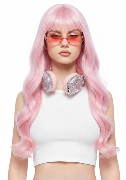 Pink Long Curly Hair Y2K Wigs Cherrykitten