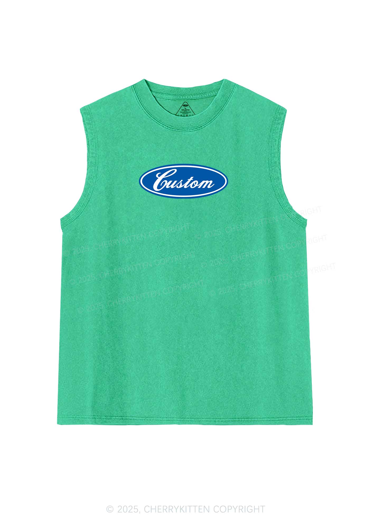 Oval Custom Text Y2K Washed Muscle Tank Cherrykitten