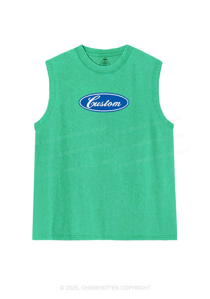 Oval Custom Text Y2K Washed Muscle Tank Cherrykitten