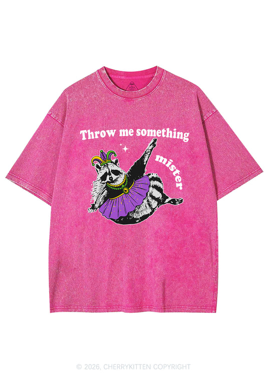 Throw Me Something Mister Raccoon Y2K Shirts Washed Tee Cherrykitten