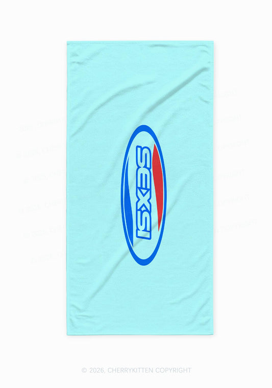 Light Blue Sexsi Y2K Beach Towel Cherrykitten