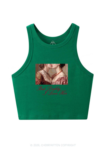 But Daddy I Love Her Lesbian Pride Y2K Crop Tank Top Cherrykitten