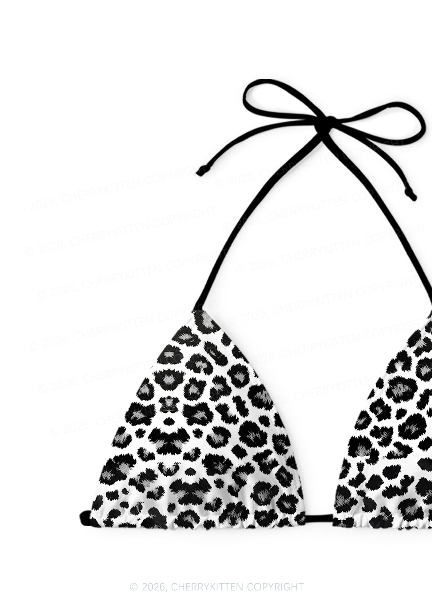 Black White Leopard Y2K Print Bikini Set Cherrykitten