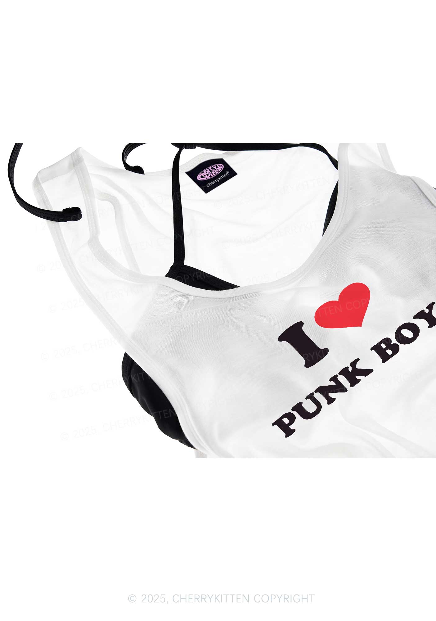 I Love Punk Boys Y2K Sheer Boyfriend Tank Cherrykitten