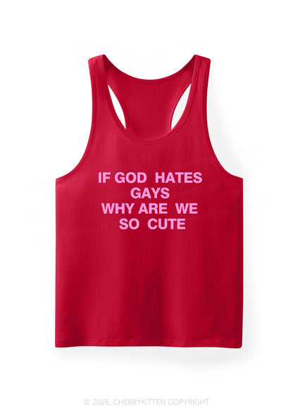 If God Hates Gays Pride Y2K Men Racerback Tank Top Cherrykitten