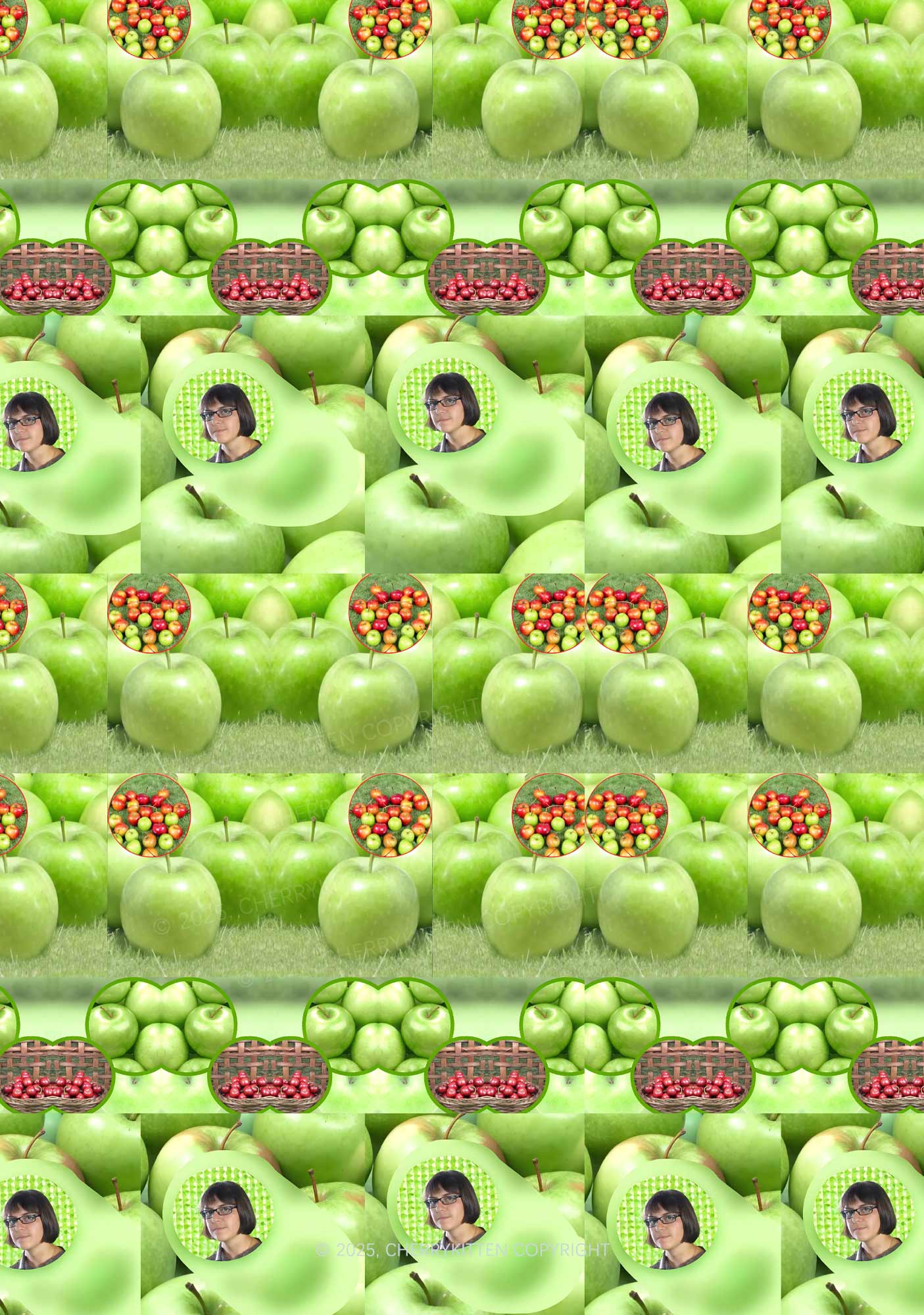 Green Apple Y2K Print Mini Skirt Cherrykitten