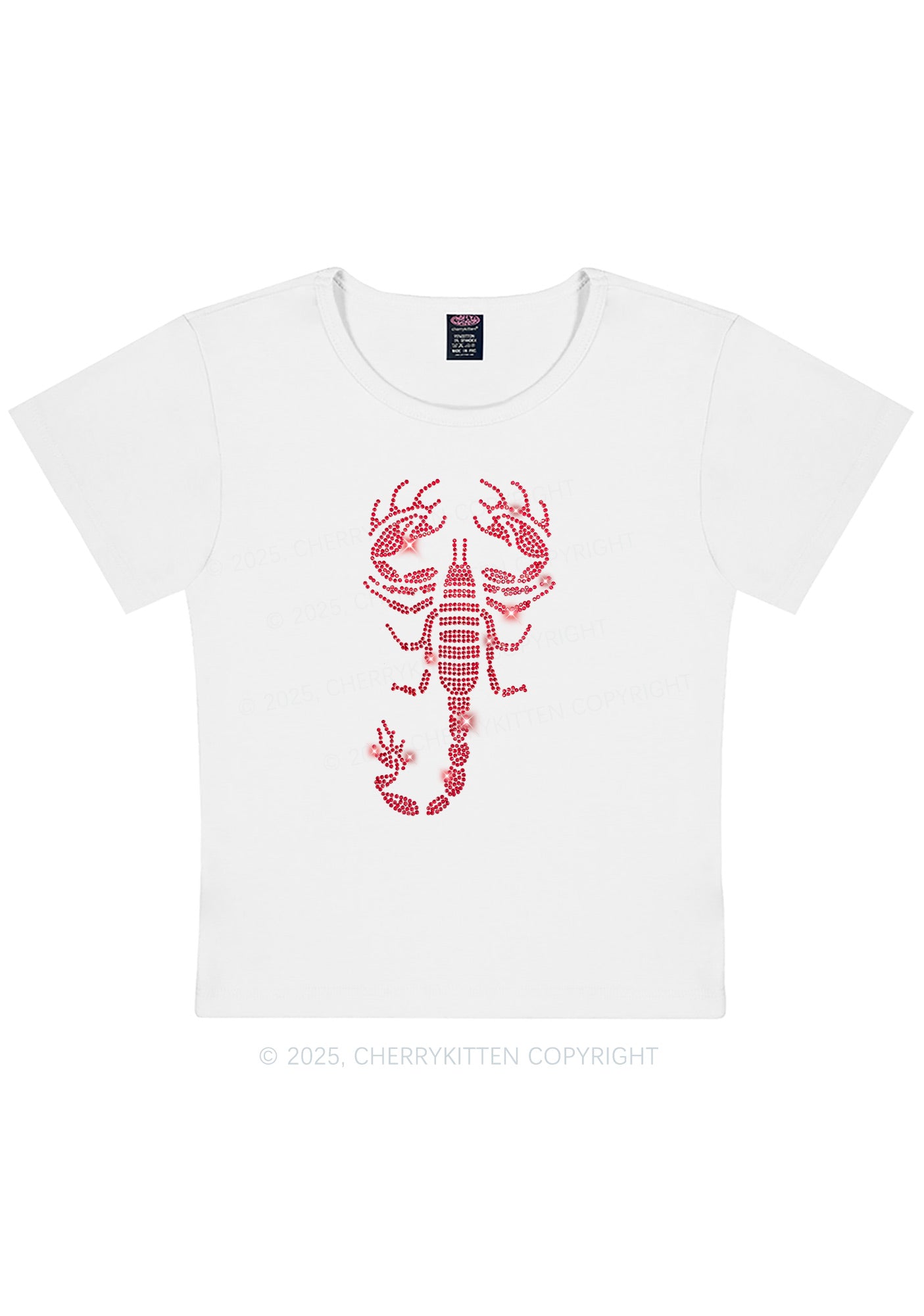 Rhinestone Red Scorpion Y2K Baby Tee Cherrykitten