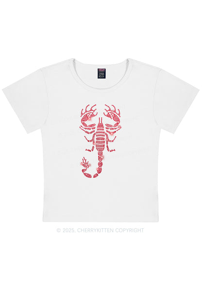 Rhinestone Red Scorpion Y2K Baby Tee Cherrykitten