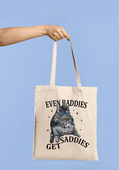 Even Baddies Get Saddies Y2K Canvas Tote Bag Cherrykitten