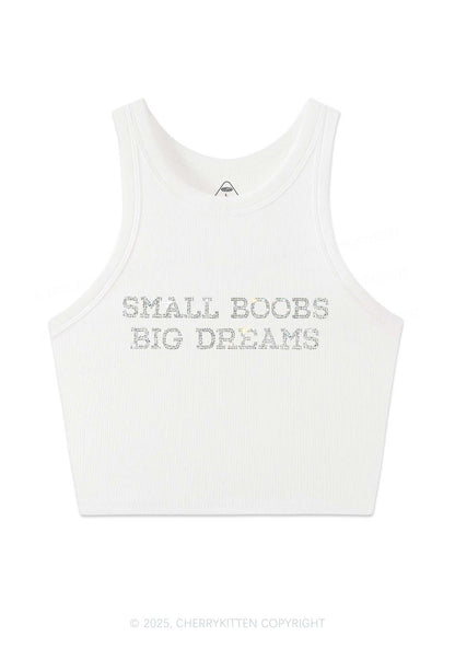 Rhinestone Small But Big Dreams Y2K Crop Tank Top Cherrykitten