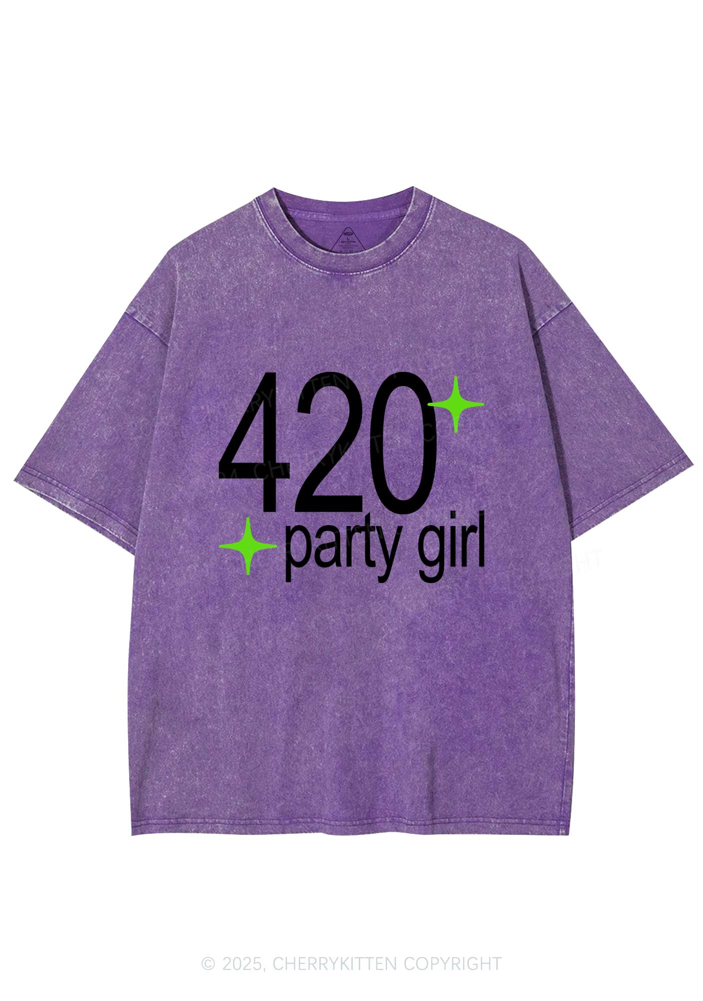 Stoned Party Girl Y2K Shirts Washed Tee Cherrykitten