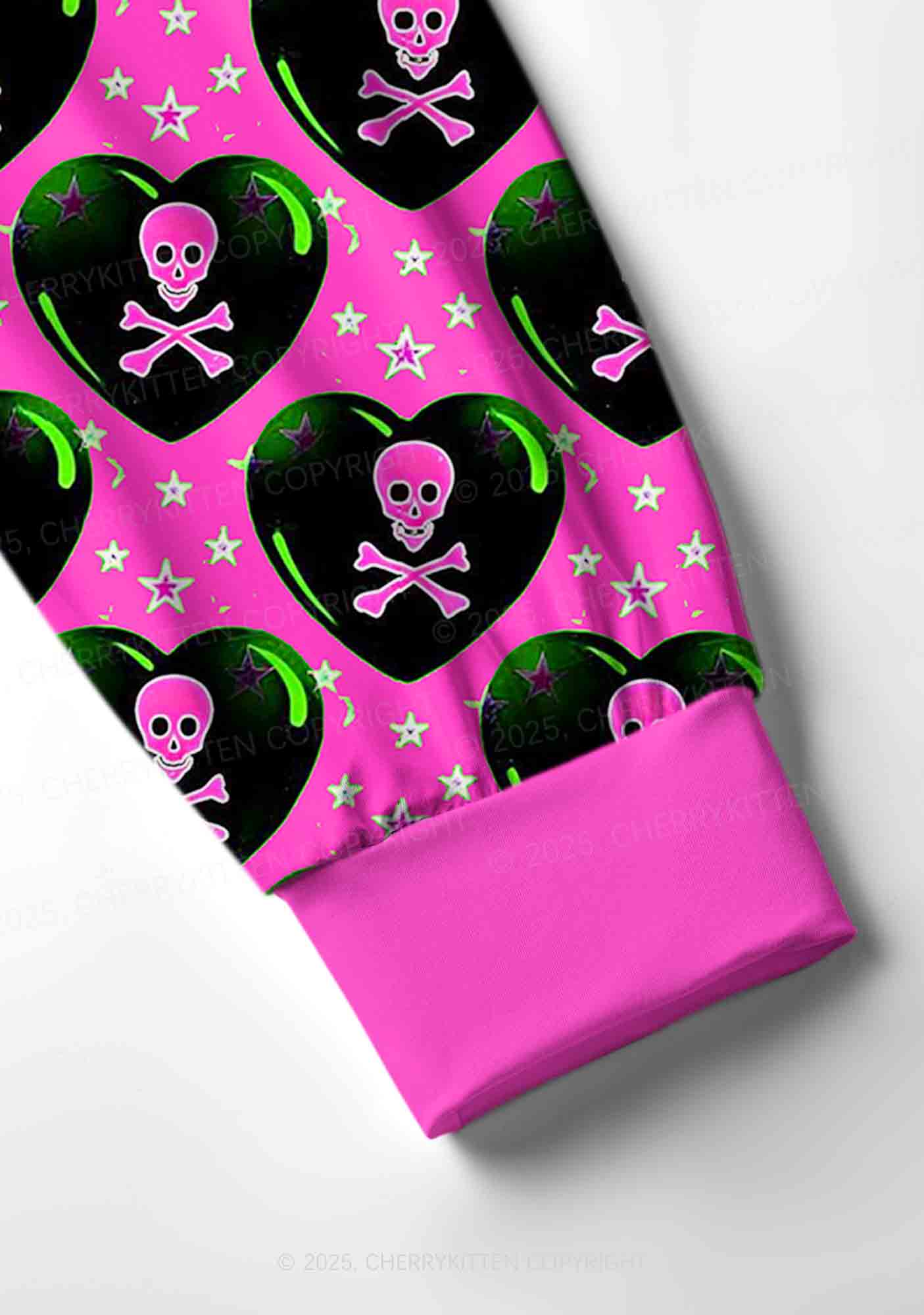 Skeleton Deluxe Valentine's Day Y2K Print Long Sleeve Pajama Set Cherrykitten