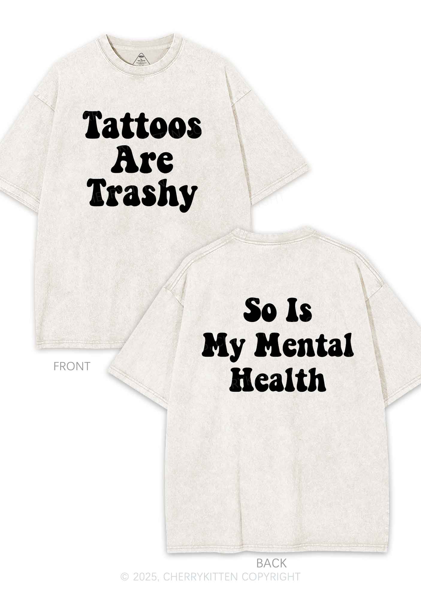 Tattoos Trashy Two Sides Y2K Shirts Washed Tee Cherrykitten
