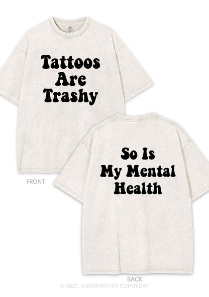 Tattoos Trashy Two Sides Y2K Shirts Washed Tee Cherrykitten