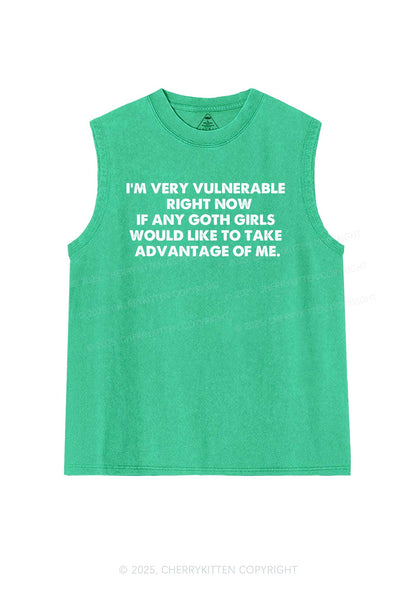 Im Vulnerable Y2K Washed Muscle Tank Cherrykitten