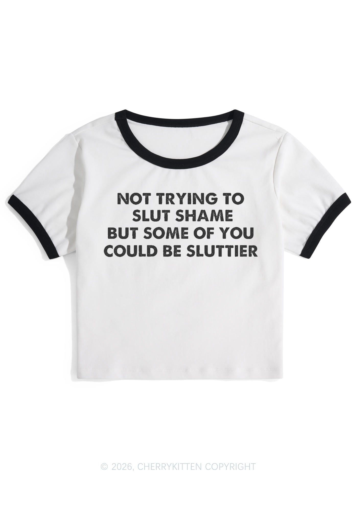 Not Trying To Slxt Shame Y2K Ringer Tee Cherrykitten