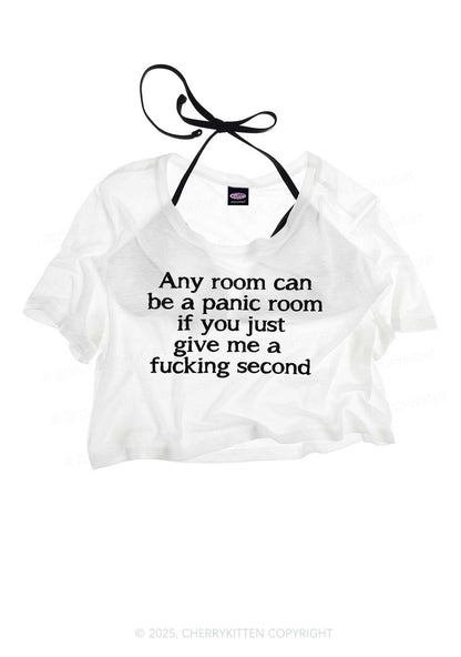 Any Room Can Be Panic Y2K Sheer Crop Tee Cherrykitten