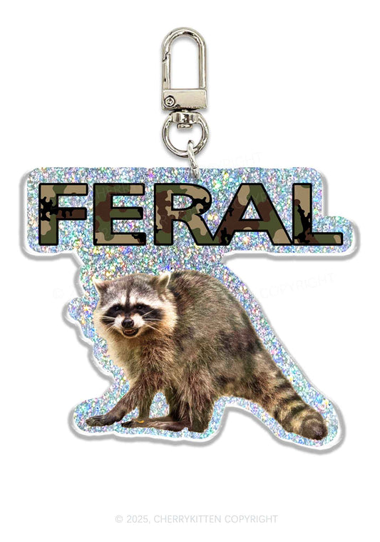 Feral Raccoon 1Pc Y2K Glitter Keychain Cherrykitten
