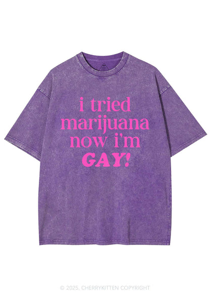 Now Im Gay Y2K Shirts Washed Tee Cherrykitten