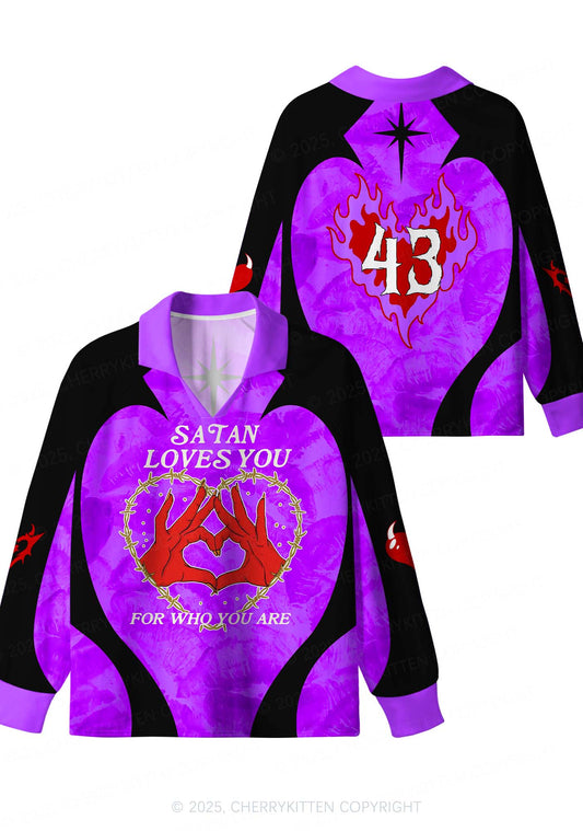 Custom Halloween Satan Loves You Y2K Sport Long Sleeve Jersey Shirts Cherrykitten