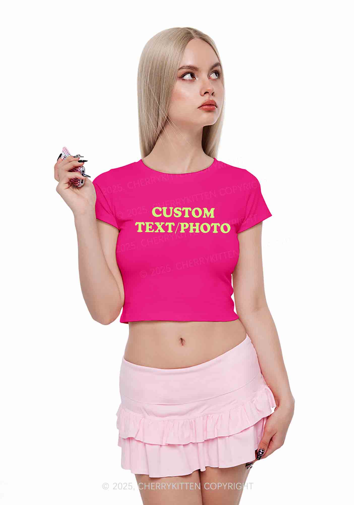 Custom Text Y2K Valentine's Day Baby Tee Cherrykitten