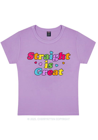 Straight Is Great Pride Y2K Baby Tee Cherrykitten