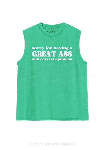 Sorry For Having Great Axx Y2K Washed Muscle Tank Cherrykitten