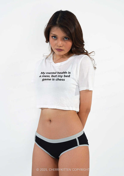 My Mental Health Is Mess Y2K Sheer Crop Tee Cherrykitten