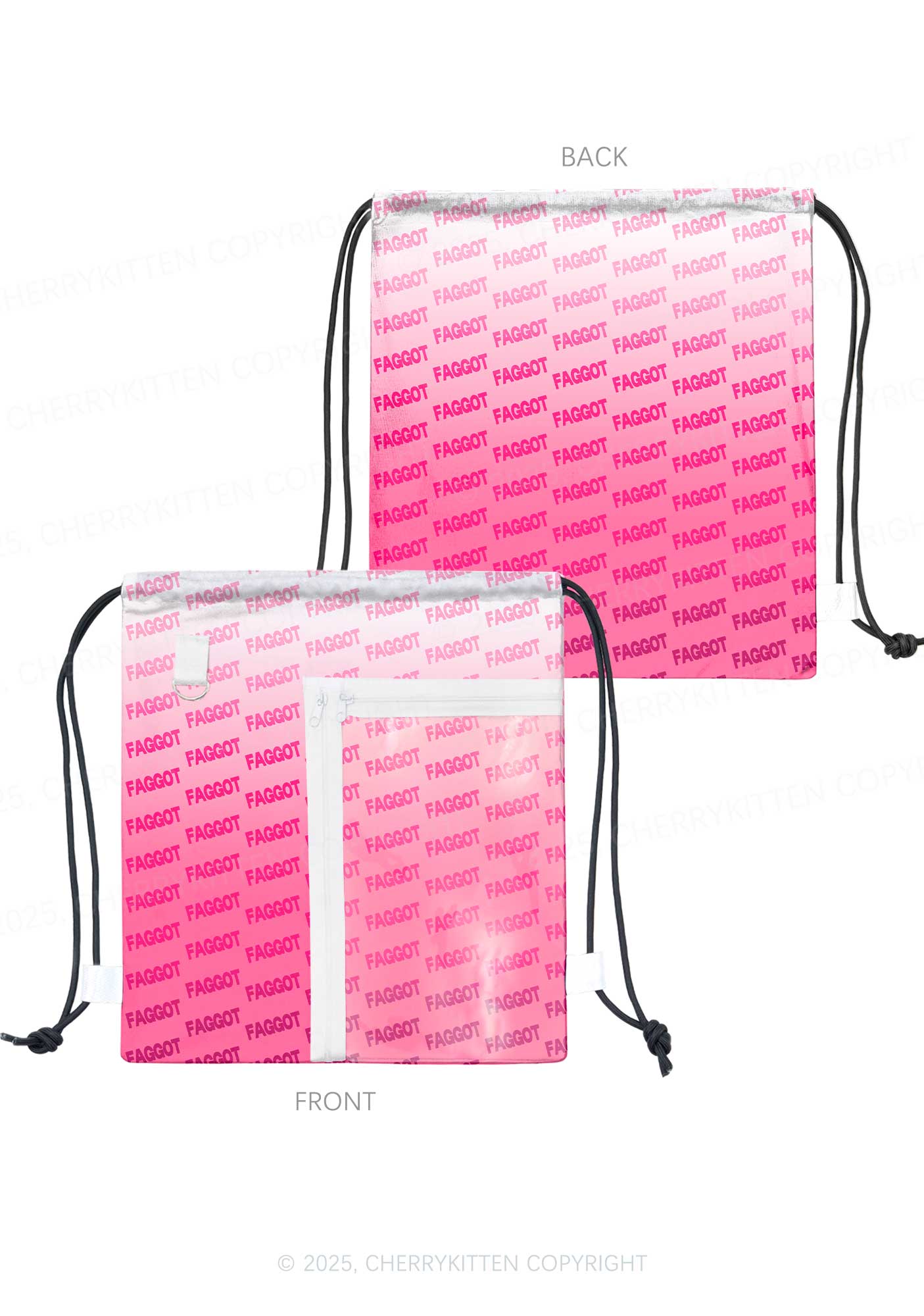 Faded Pink Faggot Pride Y2K Drawstring Itabag Backpack Cherrykitten