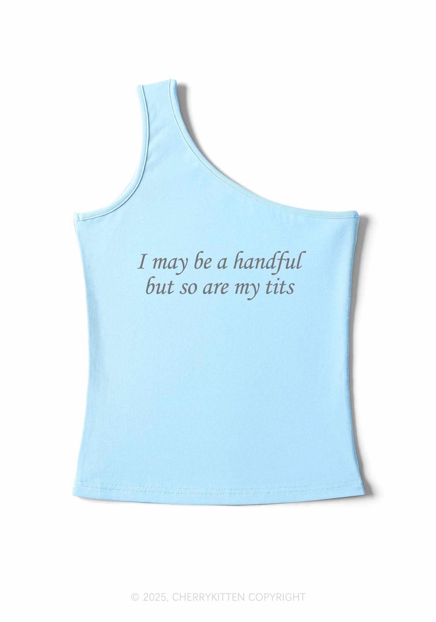 I May Be A Handful Y2K One Shoulder Tank Top Cherrykitten