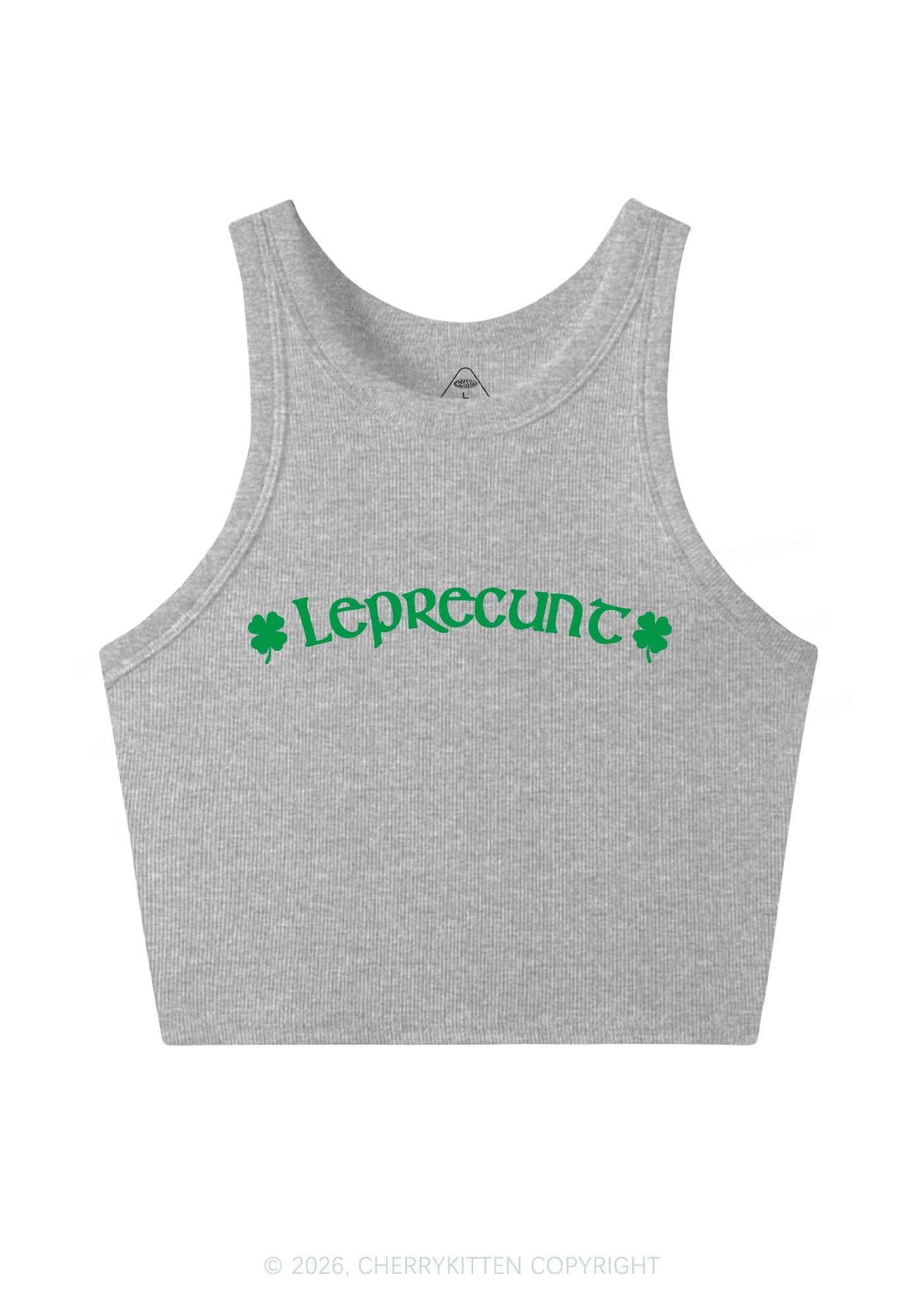 Leprecunt St Patricks Y2K Crop Tank Top Cherrykitten