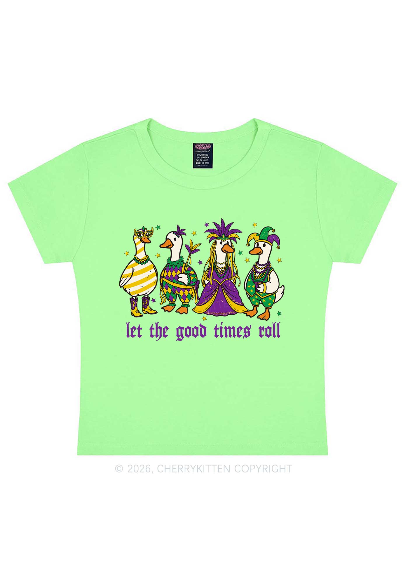 Let The Good Times Roll Y2K Baby Tee Cherrykitten