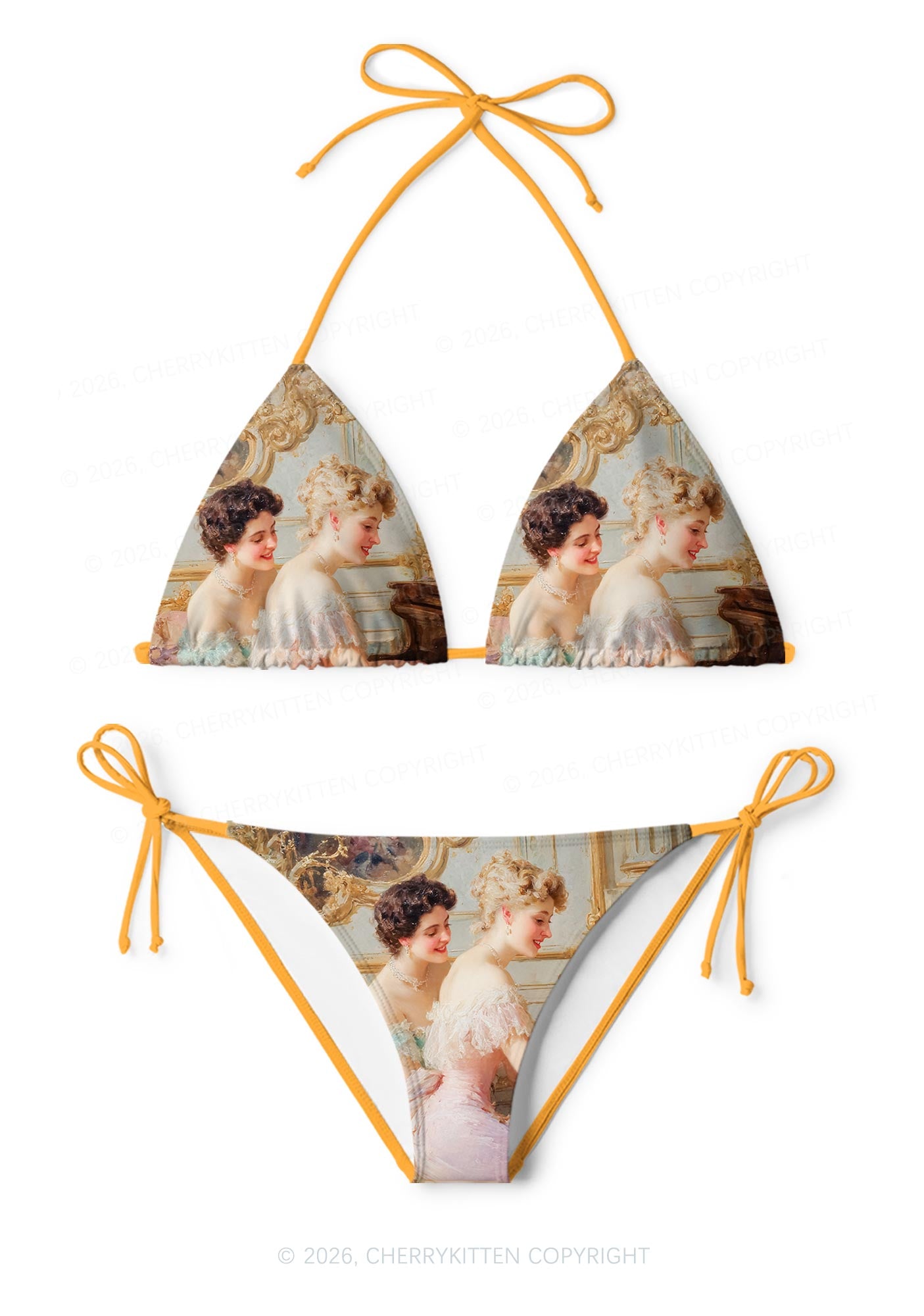 Elegant Piano Room Pride Y2K Print Bikini Set Cherrykitten