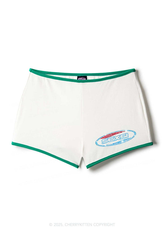 Rhinestone Sexsi Slogan Y2K Booty Shorts Cherrykitten