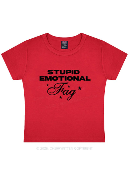 Stupid Emotional Fag Pride Y2K Baby Tee Cherrykitten
