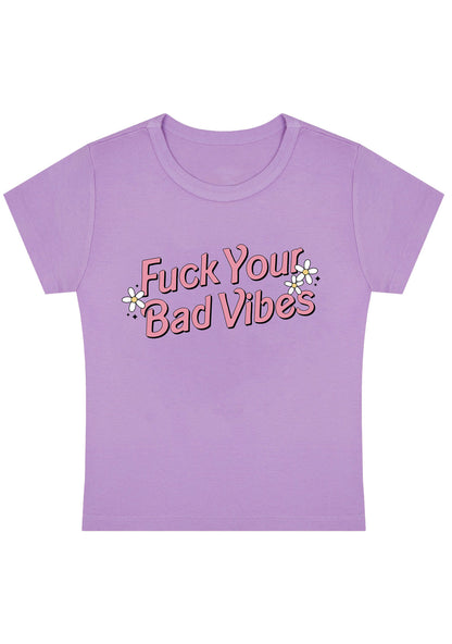 Curvy Fxxk Your Bad Vibes Flowers Stars Baby Tee