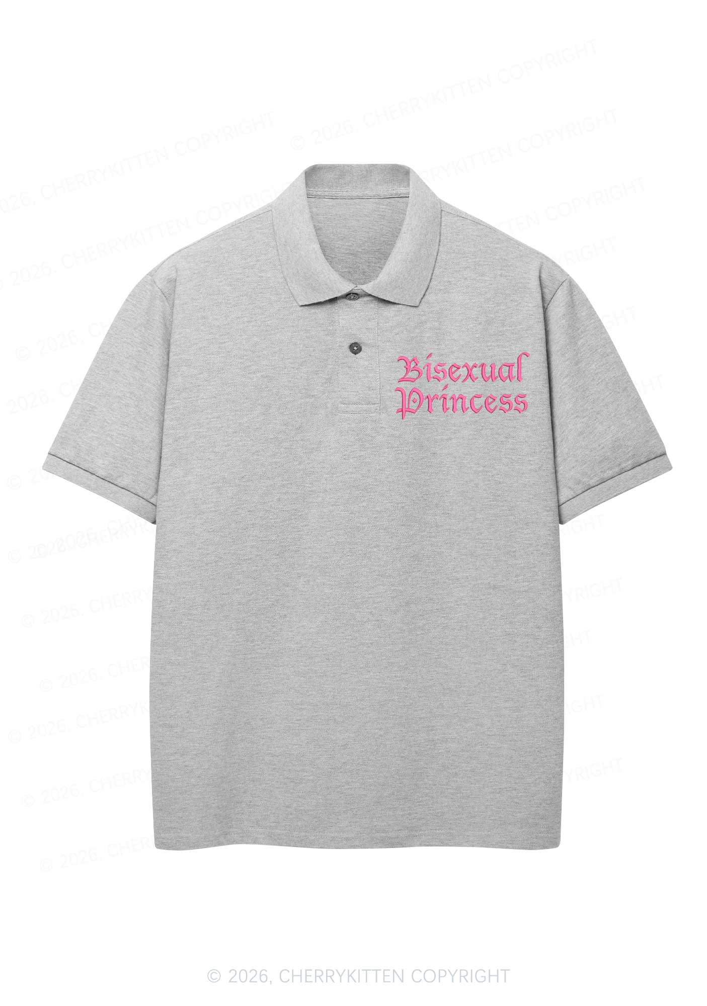 Embroidered Bisexual Princess Pride Y2K Polo Shirts Cherrykitten