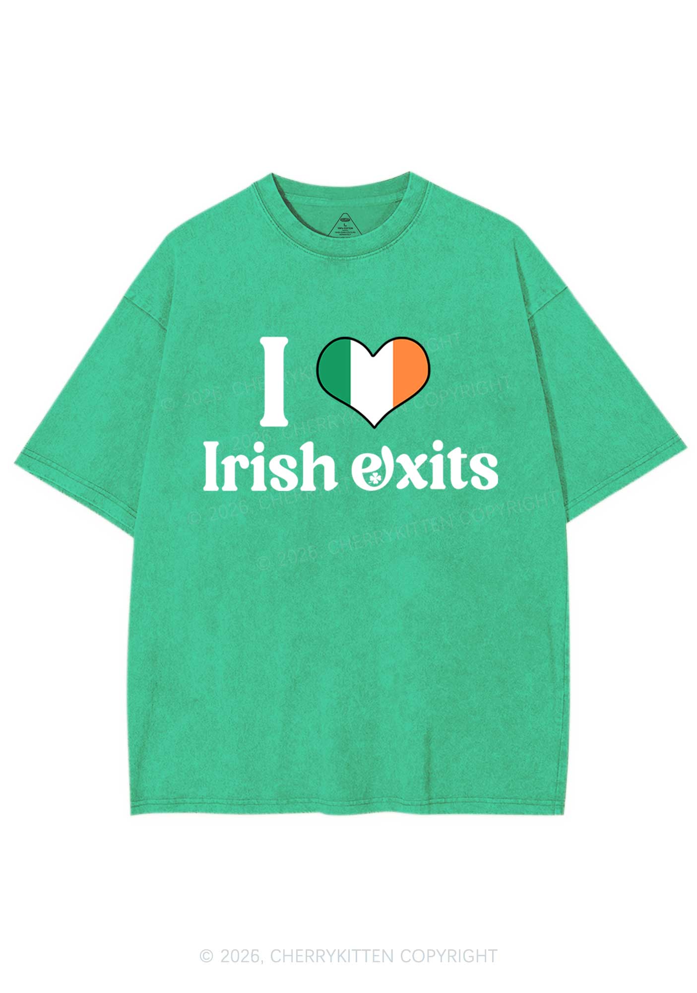 I Love Irish Exits St Patricks Y2K Washed Tee Cherrykitten