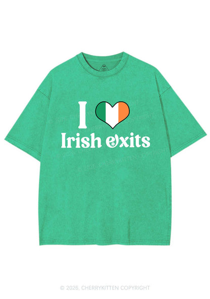 I Love Irish Exits St Patricks Y2K Washed Tee Cherrykitten