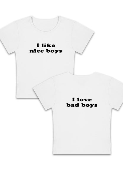 Curvy Nice&Bad Boys Two Sides Baby Tee